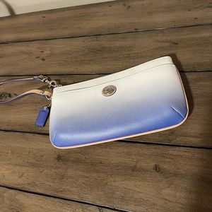 Coach Blue Ombré Large Wristlet with Silver Hardware. Like New Condition